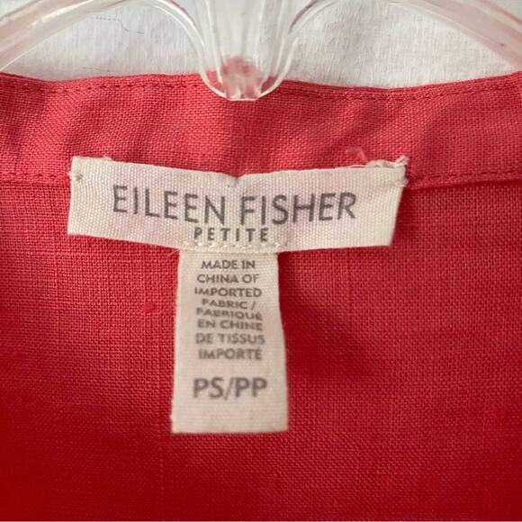 Eileen Fisher Organic Linen Collarless Button Down Shirt size Petite Small PS - Picture 6 of 6